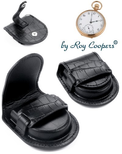 Estuche Roy Coopers CROCO NEGRO guardar relojes de bolsillo