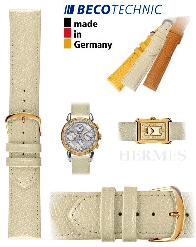 Correa Beco Technic HERMES, beige dorado 20mm