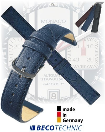 Correa de piel para relojes NAPPA azul oscuro 20 acero