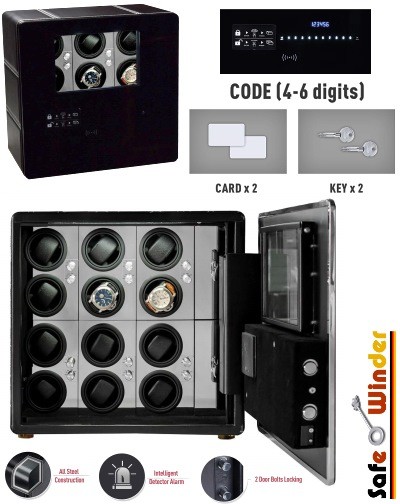 Caja fuerte & 12 watch winder = Safewinder PRESTIGE X12