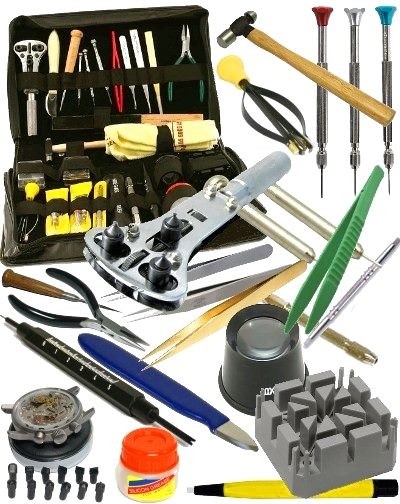 Gran kit de herramientas relojero PREMIUM en estuche - Un equipamiento  básico muy bueno para los relojeros aficionados